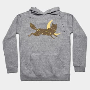 Starry Fox And Crescent Moon Illustration Hoodie